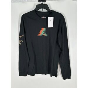 Air Jordan T Shirt Mens Small Black Long Sleeve Jumpman Graphic Cotton Crew Neck
